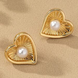 Heart Shape Gold Stud Earrings